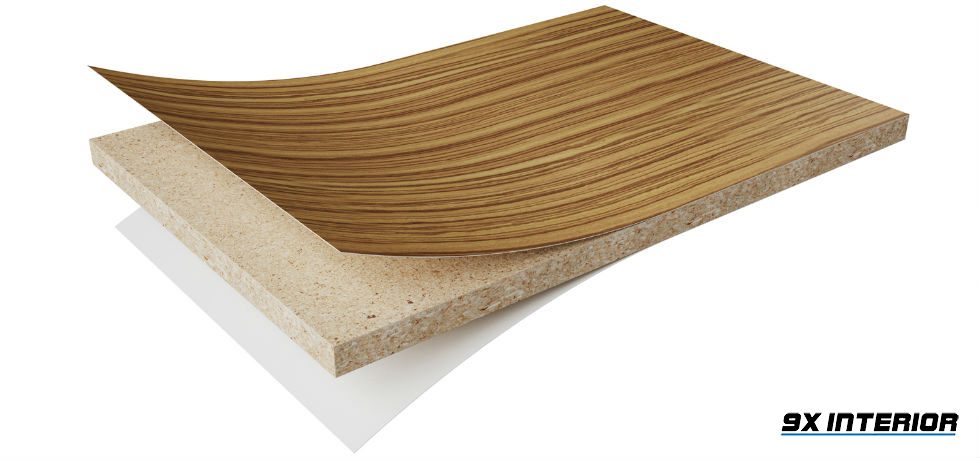 MFC được cấu tạo từ cốt gỗ ván dăm và tấm phủ melamine