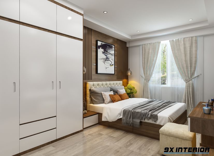 Phòng ngủ master theo phong cách hiện đại với diện tích rộng rãi và thoáng đãng