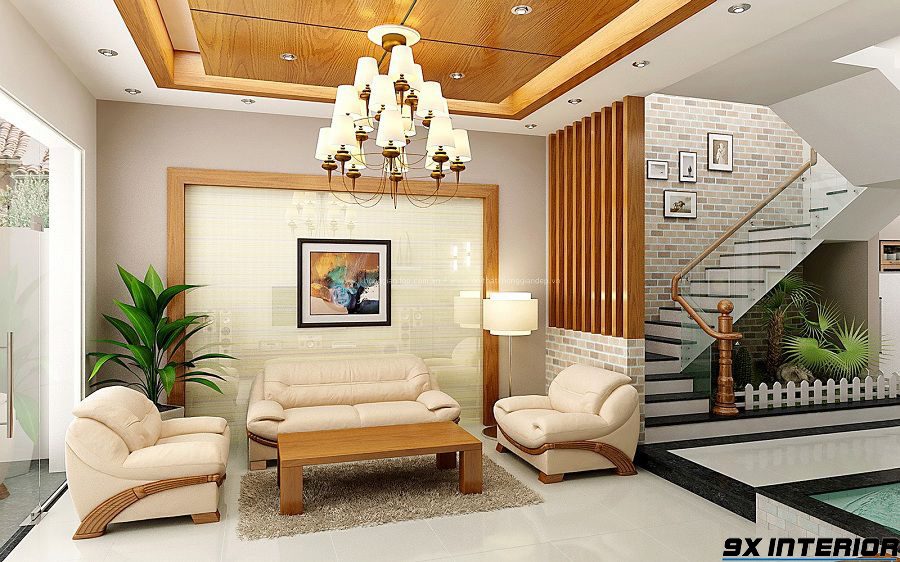 Thiết kế phòng khách có cầu thang là giải pháp giúp gia chủ tận dụng tối đa không gian diện tích