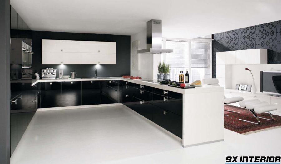 Không gian bếp tiện nghi và vô cùng cuốn hút với thiết kế phòng bếp đơn giản dựa theo tủ bếp chữ U
