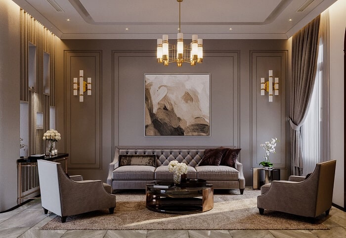 Thổi phong cách hiện đại vào thiết kế phòng khách cho biệt thự
