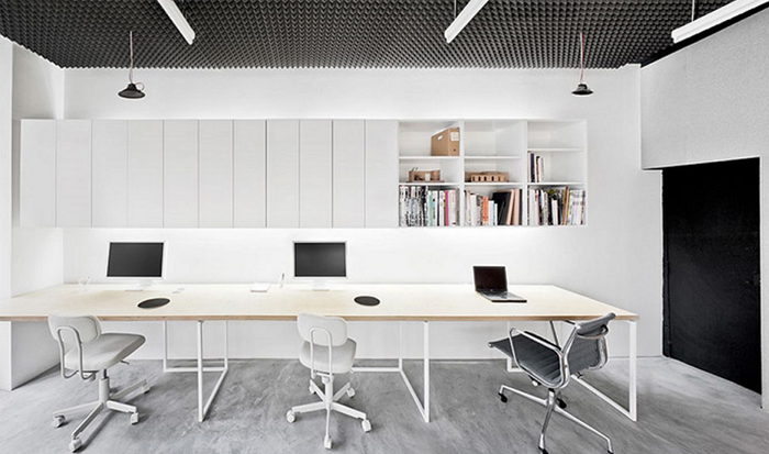 Thiết kế văn phòng hiện đại với không gian tối giản
